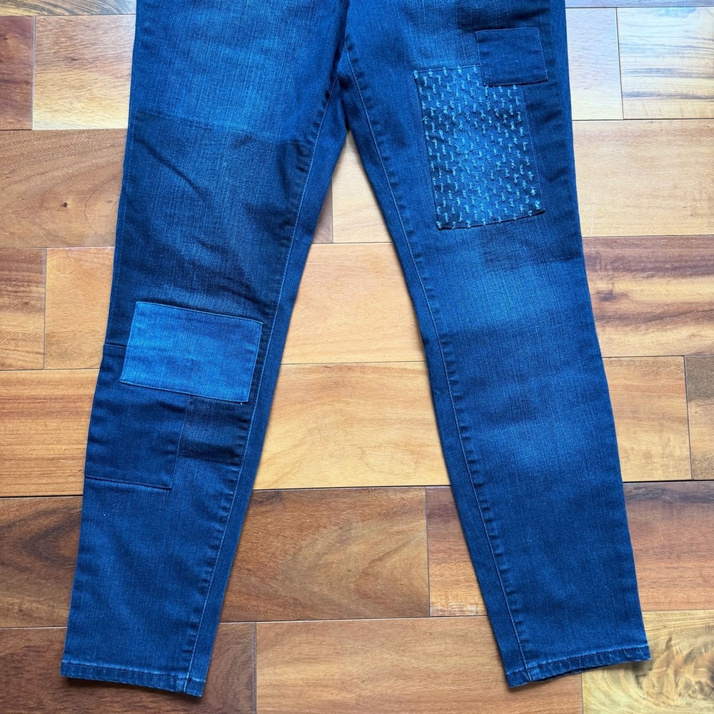 Martha Stewart Patchwork Textured Skinny Casual Jeans - Picture 4 of 10